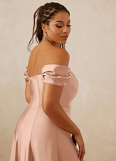 Christian Siriano Bridal for Azazie 1002 Bridesmaid Dresses Rose Gold A-Line Off the Shoulder Stretch Satin Convertible Dress image10