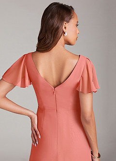 Azazie Soren Bridesmaid Dresses Salmon Pink A-Line Ruched Chiffon Dress image14