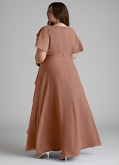 Azazie Aaliyah vestidos de dama de honor modestos Vestido de Corte En A Plisado Scoop Hasta el suelo Gasa image9