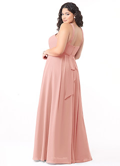 Azazie Dixie Bridesmaid Dresses Rosette A-Line Halter Pleated Chiffon Dress image9
