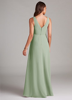 Azazie Nelly Bridesmaid Dresses Dusty Sage A-Line Pleated Chiffon Dress image5