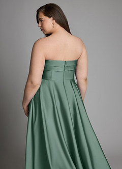 Azazie Meleena Bridesmaid Dresses Eucalyptus A-Line Strapless Stretch Satin Dress image13