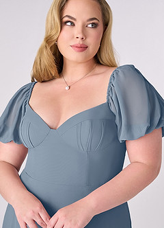 Barbie ♥ Azazie 신부 들러리 드레스 A라인 쉬폰 플로어 길이 드레스 image10