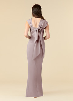 Azazie Ellen Mother of the Bride Dresses Vintage Mauve Sheath Side Slit Stretch Crepe Dress image2