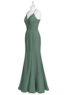 Azazie Carolina Brautjungfernkleider Meerjungfrau-Linie Gestreift Chiffon Kleid Seemoos image8