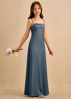 Azazie Mirabella Girls Formal Flower Girl Klänningar Klänning Tubklänning i Stretch Satin Hjärtformad urringning image4