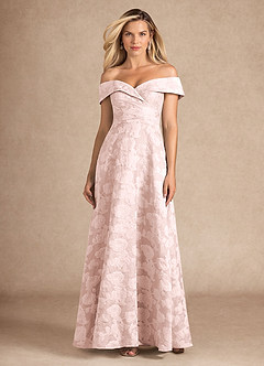 Azazie New London Abiti per la Madre della Sposa Abito A-Line in Burnout Floreale Plissettato Jacquard Rosa Chiaro image3