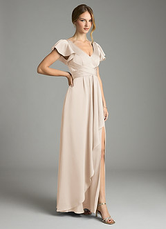 Azazie Omari Bridesmaid Dresses White Alabaster A-Line Stretch Satin Dress image5