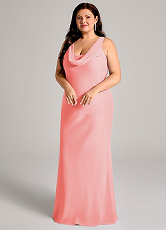 Azazie Rylina Bridesmaid Dresses Coral Mermaid Pleated Chiffon Dress image9
