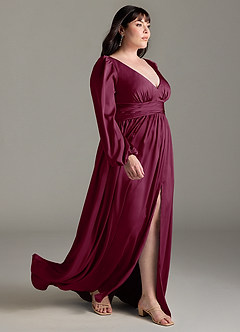 Azazie Norah Bridesmaid Dresses Mulberry A-Line Stretch Satin Dress image10