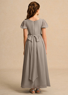 Azazie Joss Flower Girl Dresses Taupe A-Line with Sleeves Chiffon Dress image10