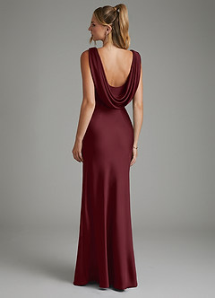 Azazie Elena Bridesmaid Dresses Cabernet Mermaid Pleated Stretch Satin Dress image2