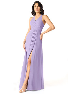 Azazie Danica Bridesmaid Dresses Lilac A-Line Pleated Chiffon Dress image3