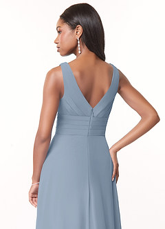 Azazie Julianna Bridesmaid Dresses Dusty Blue A-Line Chiffon Dress image4