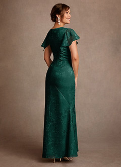 Azazie Dorina Klänningar till brudens mor Klä Tubklänning i Blommig Jacquard Plisserad Tallgrön image2