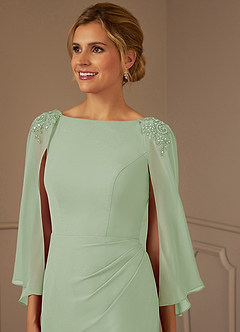 Azazie Carmela Mother of the Bride Dresses Dusty Sage Sheath Lace Chiffon Dress image9