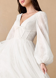 Azazie Cressida Wedding Dresses Diamond White Ball-Gown Lace Tulle Dress image3