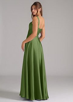Azazie Shaude Bridesmaid Dresses Juniper A-Line Pleated Stretch Satin Dress image7