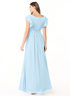 Azazie Daphne Modest Bridesmaid Dresses A-Line Ruffled Chiffon Floor-Length Dress image2