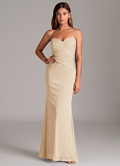 Azazie Katelyn Bridesmaid Dresses Champagne Sheath Strapless Mesh Convertible Dress image5