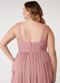Azazie Chanel Abiti da Damigella Abito A-Line in Chiffon Plissettato Rosa Polverosa image11
