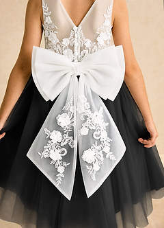 Azazie Lina Flower Girl Dresses Ivory Black Ball-Gown Lace Dress image7