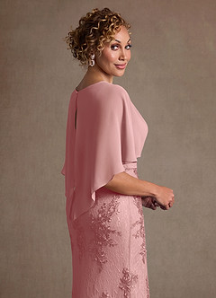 Azazie Amrita Kleider für die Brautmutter Meerjungfrau-Linie Spitze Chiffon Kleid Altrosa image6
