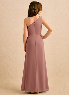 Azazie Sophie Girls Formal Robe Demoiselle D'honneur Fillette Robe Fourreau en Mousseline de soie Une épaule Rose De Cèdre image3