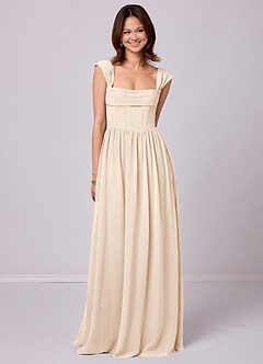 Barbie ♥ Azazie Bridesmaid Dresses White Alabaster A-Line Corset Chiffon Dress image1