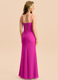 Azazie Sorrel Junior Fuchsia Mermaid Pleated Chiffon Dress image2