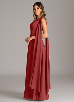 Azazie Tella Jurken voor bruidsmeisjes Jurk van Chiffon met A-Lijn One-Shoulder Roest image5