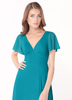 Azazie Kimber Bridesmaid Dresses Jade A-Line Flounce Sleeve Chiffon Dress image5