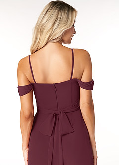 Azazie Joretta Final Sale Cabernet A-Line Off the Shoulder Chiffon Convertible Dress image3