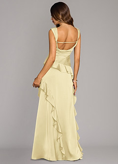 Azazie Sloane Vestidos de damas de honor Vestido de Sorbete De Limón de Satén Elástico de Corte en A con Escote de Corazón image3