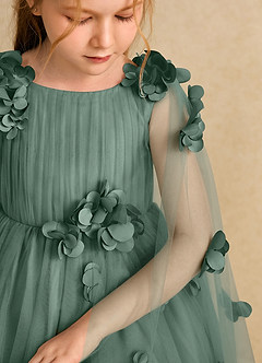 Azazie Staria Abiti da Ragazza di Fiori Abito Principessa in Tulle Increspato Eucalipto image10