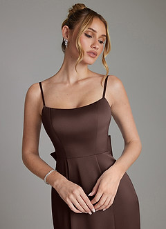 Azazie Zherra Bridesmaid Dresses Ganache Mermaid Bow Stretch Satin Dress image3
