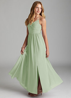 Azazie Zeya Junior Dusty Sage A-Line Chiffon Dress image4
