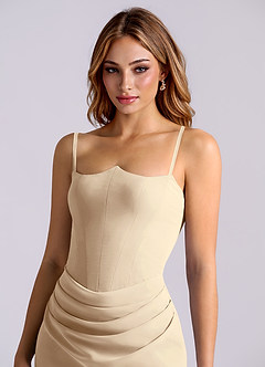 Azazie Debby Bridesmaid Dresses Champagne Mermaid Strapless Chiffon Dress image6