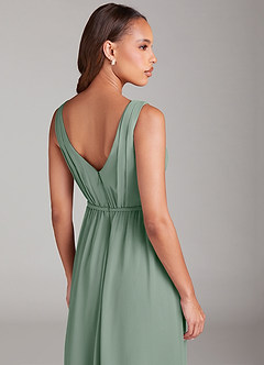 Azazie Tanicia Bridesmaid Dresses Silver Sage A-Line Pleated Chiffon Dress image6