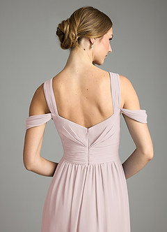 Azazie Lianne Bridesmaid Dresses Blushing Pink A-Line Off the Shoulder Chiffon Dress image6