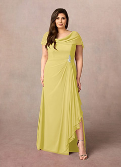 Azazie Mary vestidos de madre de la novia Vestido de Canario de Gasa de Corte en A con Corte Lateral image6