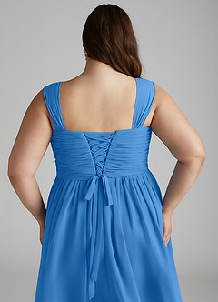 Azazie Angie Bridesmaid Dresses Blue Jay A-Line Corset Chiffon Dress image15
