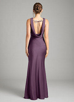 Azazie Rylina Bridesmaid Dresses Plum Mermaid Stretch Satin Dress image3