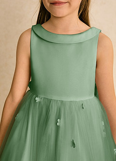Azazie Angel Flower Girl Dresses Matcha Ball-Gown Bow Tulle Dress image7