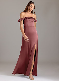 Azazie Zayla Brautjungfernkleider Wandelbar A-Linie Schulterfrei Stretch-Satin Kleid Amethyst image3