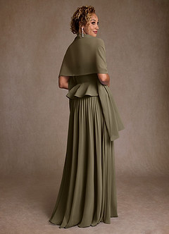 Azazie Josabeth At-home Try On Dresses Dark Navy A-Line Pleated Chiffon Dress image3