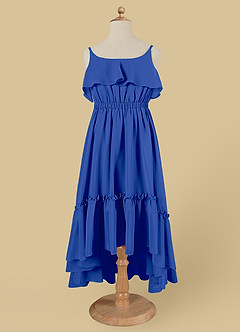 Azazie Karmen Flower Girl Dresses Royal Blue A-Line Ruched Chiffon Dress image6