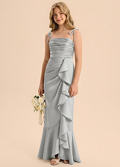 Azazie Ryan Junior Robe Fourreau en Satin extensible Arc Argent image4