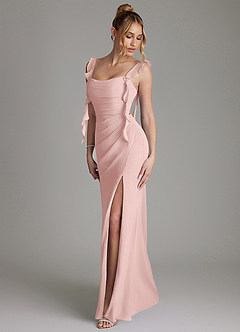 Azazie Jessamine Brautjungfernkleider Meerjungfrau-Linie Korsett Chiffon Kleid Puderrosa image6
