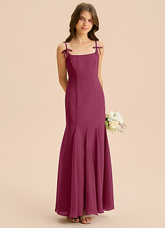 Azazie Evey Junior Abito Sirena in Chiffon Plissettato Gelso image4